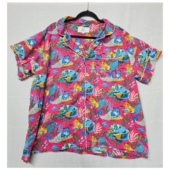 Printfresh Meowing Mermaids Short Sleep Set Cats Pink Colorful Size 2X - Picture 2 of 8